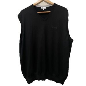 Peter Millar St. Ives Sweater Vest Mens XXL Black Merino Silk Golf V Neck